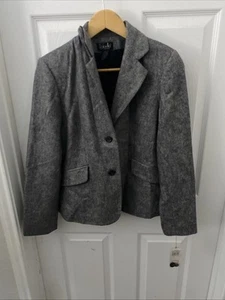 Rafaella Petite Gray Women Novelty Tweed Wool Blazer Size 10P NWT - Picture 1 of 5