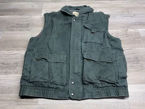 Vintage Fieldmaster Vest Mens Size L Green Flannel Lined Hiking Fishing Utility - Picture 1 of 9
