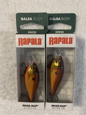 (LOTE DE 2) RAPALA SHAD RAP ELITE 5.5. SRE55.  GILDED CRAWDAD NOVO NA CAIXA - Imagem 1 de 3