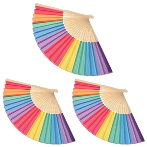 3 Stück Bambusgriff faltbare Ventilatoren tragbar für Hochzeitsdekoration - Bild 1 von 12