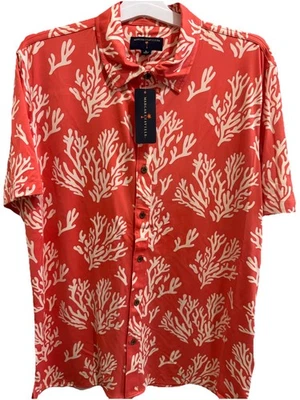 Margaritaville Hombre Manga Corta Abotonada Arrecife Patrón Absorbe Humedad Grande Foto 1 de 4