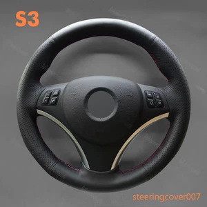 Genuine Leather Steering Wheel Cover Stitching Wrap for BMW E90 E91 E92 E93 335I - Picture 1 of 13