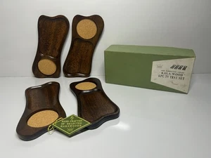Imperial International handgeschnitztes Kala-Holz 4er Set TV Tablett Korkeinsatz - Bild 1 von 11