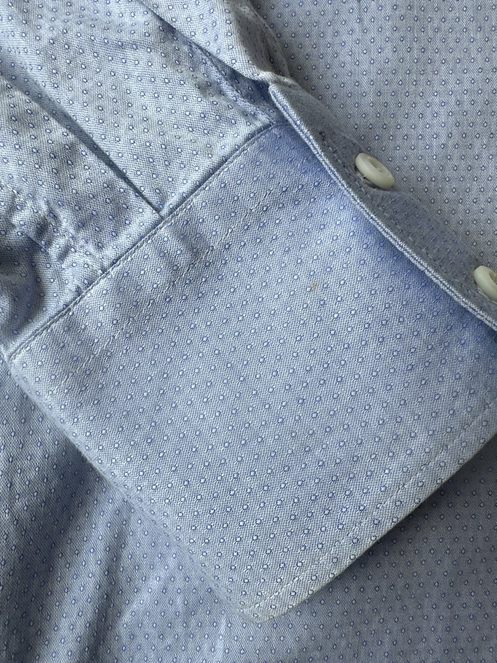 Brunello Cucinelli Dress Shirt Basic Fit Blue Dots Luxury Cotton 16 41 Lg L - Image 1 of 4