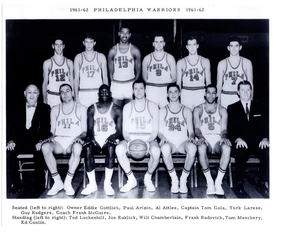 1961 年 1962 年费城战士 8 X 10 照片 篮球 NBA 名人堂冠军美国 — 第 1/1 张图片