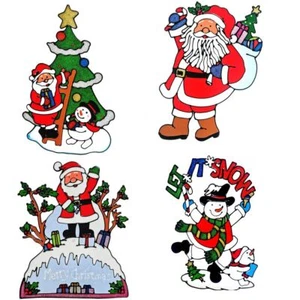 Window Clings Decals Christmas Decoration Santa Snowman Tree Sticker Reuseable - Picture 1 of 5