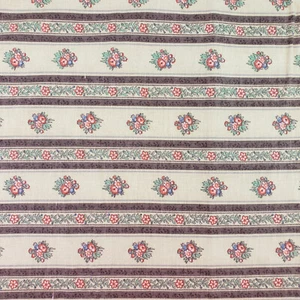 BTY Vintage Brown Floral Stripe Print Fabric 100% Quilting Cotton 44 Inches Wide - Picture 1 of 5