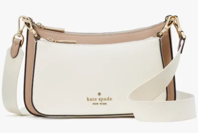 Bolso Bandolera Kate Spade Duet Cuero Beige y Blanco KH759 Cartera NUEVO CON ETIQUETAS PRECIO DE VENTA SUGERIDO POR EL FABRICANTE $349 FS Foto 1 de 4