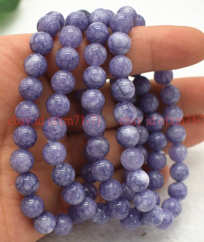 VALENTINO 4 Pz Bracciale Gemme Rotonde Moda 6 8 10 12mm Viola Naturale Lavanda 7 5"