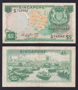Banconota Singapore 5 dollars 1973 P.-2d BB/VF - Imagen 1 de 1