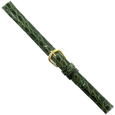 10mm deBeer Green Handmade Genuine Crocodile Stitched Ladies Watch Band Regular - Image 1 of 4