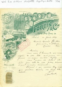 Paris I & X ème 59 Rue des Petits Champs - Magnifique Entête Papeterie de 1899 - Picture 1 of 1