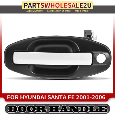 Manija de puerta exterior cromada y negra del conductor delantero para Hyundai Santa Fe 2001-2006 Foto 1 de 4