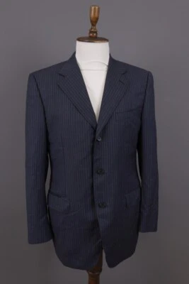 Blazer Abrigo Deportivo Canali Super 130' Azul 3 Botones Lana Rayas Talla 50 Foto 1 de 4