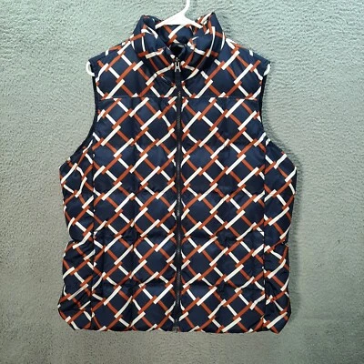 Chaleco Lands End Mujer Extra Grande Azul Geométrico Plumón Puffer Exterior Preppy Acogedor Foto 1 de 4