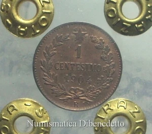 Vitt. Emanuele III - 1 Cent 1904 FDC / UNC Rosso Variante 4 Distante Periziato - Bild 1 von 3