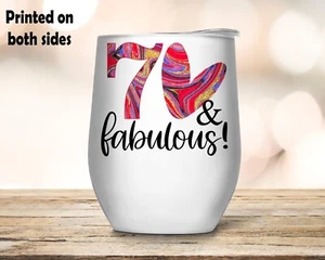 70th Birthday Gift Agate Wine Tumbler Cup Stemless - Picture 1 of 6