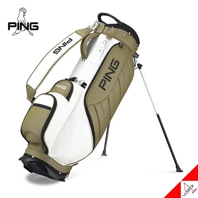 Ping 2023 STAND T20 Men's Golf Stand Bag 9inch 4Way 3.6kg PU/PE - White/Camel - Image 1 of 4