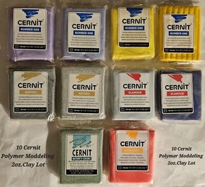 Cernit Premium Polymer Clay No. 1 Nature, Glam, Mixed Colors 2oz. Ea. Lot of 10 - Picture 1 of 3