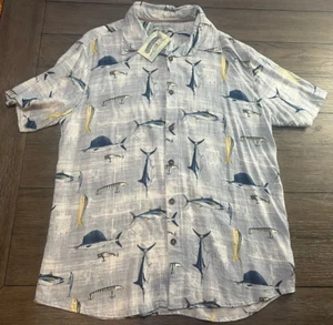 Margaritaville Mens Short Sleeve Button Up Shirt Size Large Marlin Fishing Lure - Picture 1 of 6
