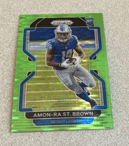 2021 Panini Prizm RC Neon Green Pulsar Prizm #358 Amon-Ra St. Brown Lions