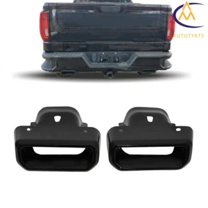 For 2019-2021/22/23 GMC Sierra Chevy Silverado Exhaust Bezels LH+RH Gloss Black - Picture 1 of 12