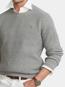 Polo Ralph Lauren men's texture crew knit jumper grey XL RRP£139 new tags - Picture 1 of 4