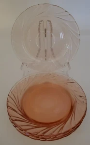 4 platos de vidrio vintage Vereco Francia rosa remolino 9" para almuerzo ensalada platos de cena - Imagen 1 de 4