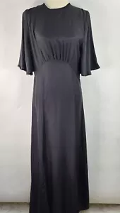 Natalie Martin Maxi Dress Women's Small Black 100% Silk Keyhole Back - Picture 1 of 11
