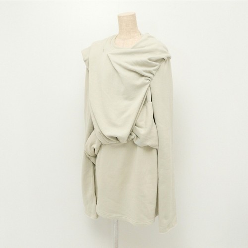 Abito donna Rick Owens RR16F6211 FF drappeggio raccolto deformato XL fodera spazzolata