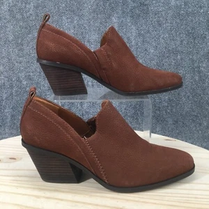 Lucky Brand Botki Damskie 9 M Vennia Botki Brązowe Skóra Pull On Heels - Zdjęcie 1 z 17