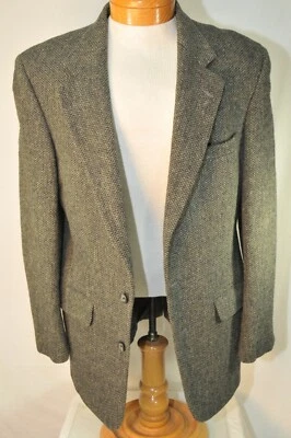 Harris Tweed Men's 42L Sport Coat Lands End 2 Button Green Gray Wool  - Изображение 1 из 4