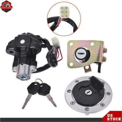 Juego de llaves de bloqueo de tapa de gas combustible asiento interruptor de encendido apto para Suzuki GSXR600 1997-2000 Foto 1 de 4