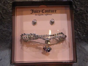 Juicy Couture 2 Piece Heart Earring & Pull Chain Bracelet Set NIB $40 - Picture 1 of 2