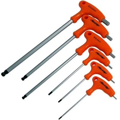 6PC BALL POINT END LONG REACH T HANDLE ALLEN SCREWDRIVER HEX KEY SET H2-H8MM - Image 1 of 3