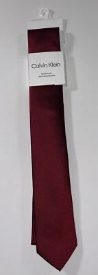 Calvin Klein Men's Polyester/Acetate Tie Unison Solid Pattern Color: Red NEW! - Image 1 of 4