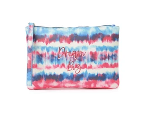 Betsey Johnson Dream Big Tie Dye Clutch Wristlet Purse Pouch Makeup Bag Red Blue - Picture 1 of 3