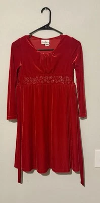Girls Size 12 Holiday Dress With Beaded Design And Tie Back - Image 1 of 4
