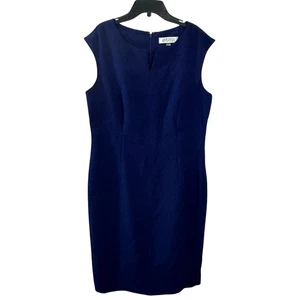 Kasper Womens Midi Dress Size 12 Blue Sleeveless V Neck Lined Split Hem New - Picture 1 of 11