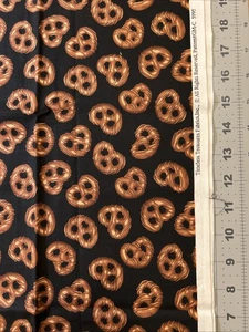 Chocolate Pretzels Food Timeless Treasures FQ (19x22”) Cotton Fabric - New - Picture 1 of 2
