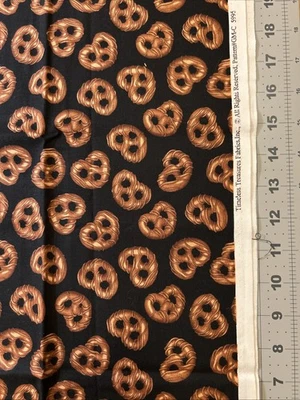Chocolate Pretzels Food Timeless Treasures FQ (19x22”) Cotton Fabric - New - Image 1 of 2