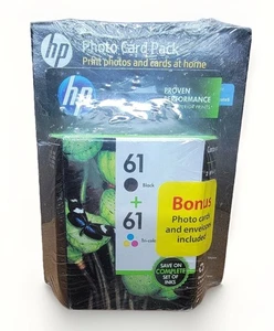 Abgelaufen HP Combo Pack 61 schwarz & dreifarbig Bonus Fotokarten & Umschläge versiegelt  - Bild 1 von 7