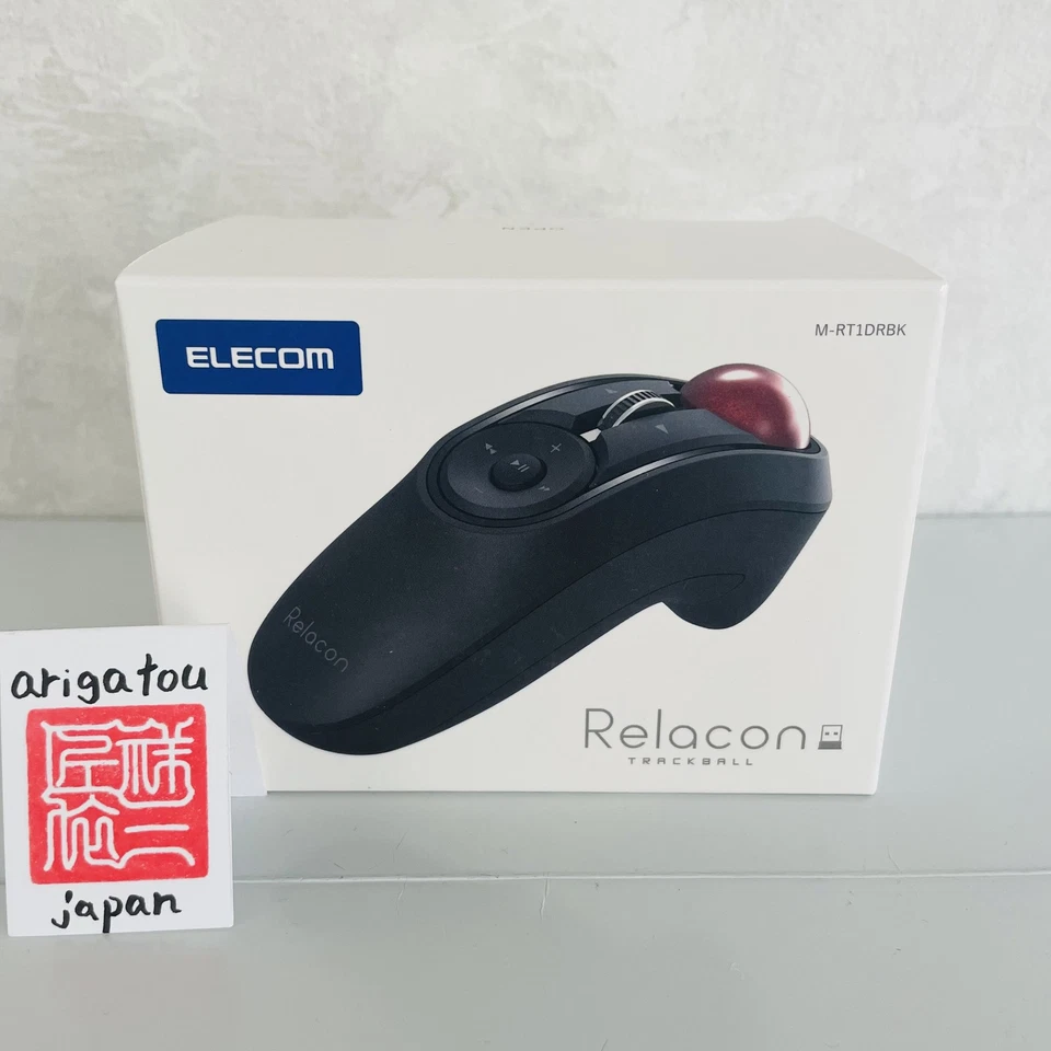 ELECOM Mouse Wireless w/Receiver Trackball Handy Type Relacon M-RT1DRBK - Image 1 of 4