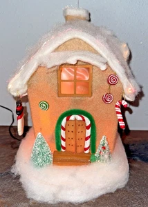 Holiday Style 10” Fiber Optic Gingerbread Snow House | Light-Up Color Changing - Picture 1 of 9