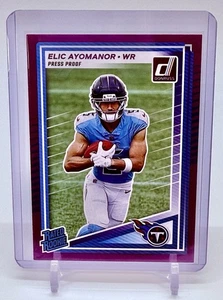 2025 Panini Donruss Eric Ayomanor #339 Rated Rookie Purple Press Proof RC Titans - Picture 1 of 2