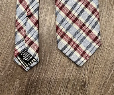 Gravata clássica xadrez azul e vermelha Ben Sherman nova sem etiquetas - Imagem 1 de 3