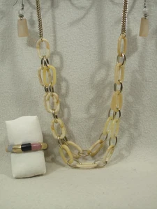 Set~VTG Jewelry~Bead Braclet~Necklace~Post Earring~MCM~Chunky Chain~Ann Taylor - Picture 1 of 13