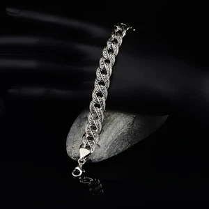 Sterling Silver Handmade Gourmet Chain Bracelet Cuban Link Bracelet - Picture 1 of 3