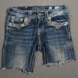 WD03466 SWEET **MISS ME** JK5875B BLUE DENIM JEAN SHORTS YOUTH sz12 (msr 24"x7") - Picture 1 of 6