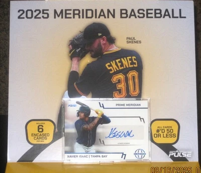 2025 MERIDIAN BASEBALL PRIME MERIDIAN XAVIER ISAAC TAMPA BAY AUTO CARD 15/20 - Image 1 of 3